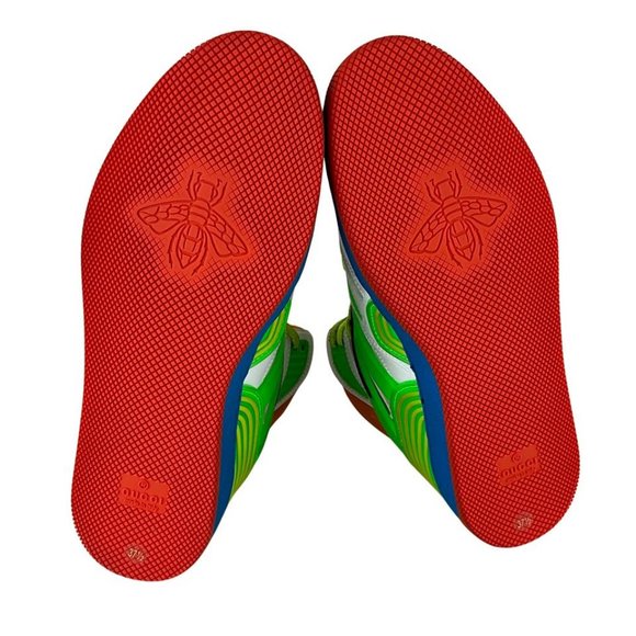 Gucci Women's Basket High Top Basketball Shoes White Green Purple Sz 37.5 - Picture 13 of 14